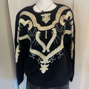 black beaded sequin vintage sweater